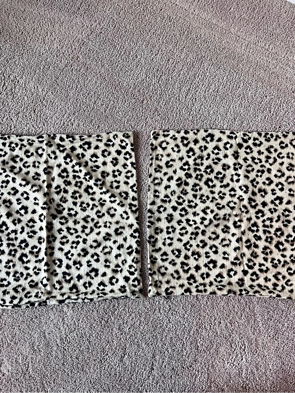 Set of two discontinued Arianna Belle leopard linen pillow covers - 17x17